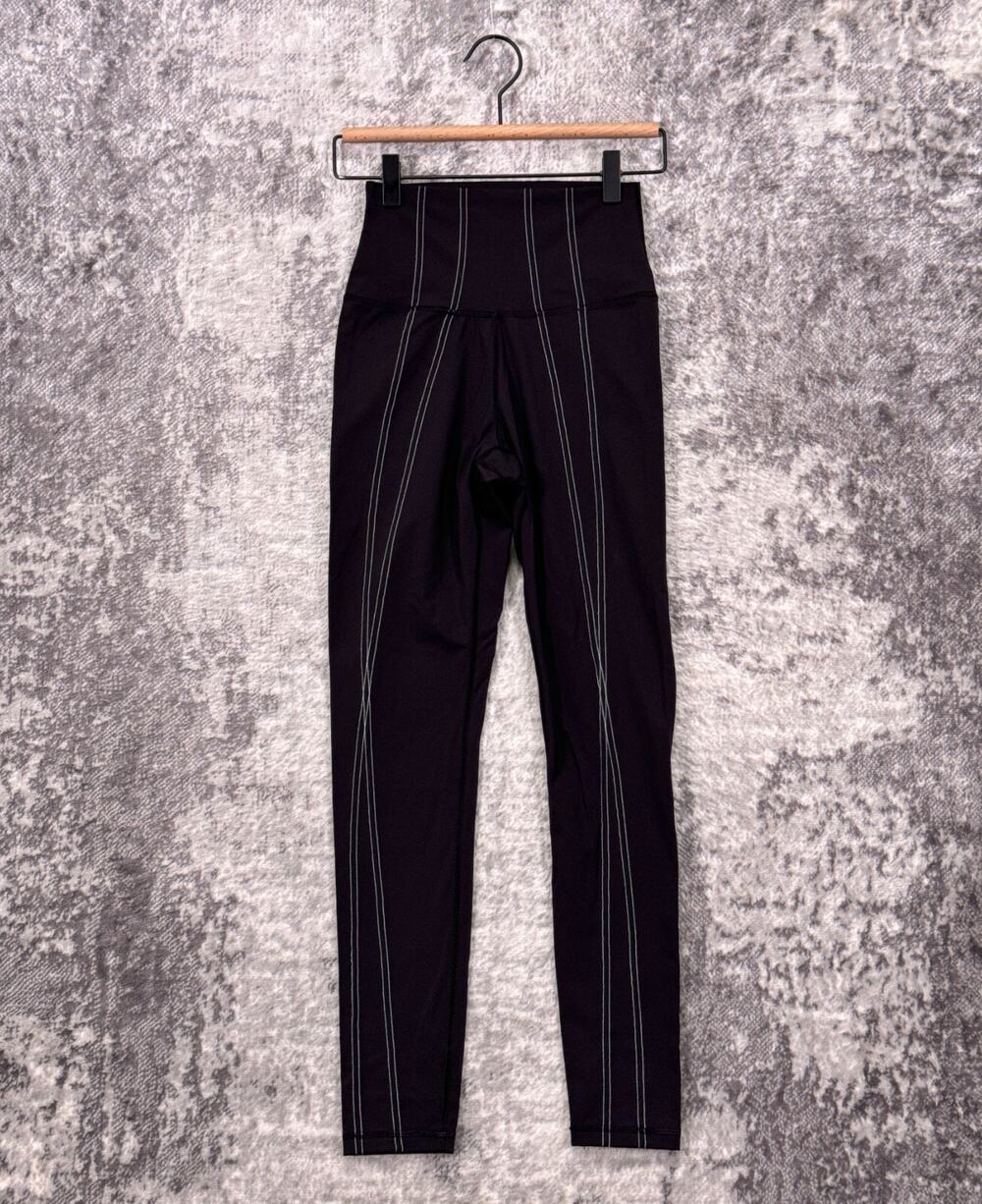 Carbon38 Leggings XS Womens Black Seamed Stitched High Rise Ankle